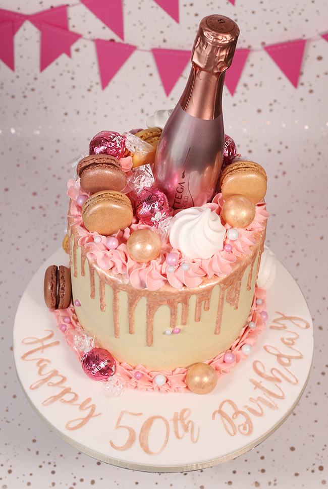 Rose Gold Prosecco Cake - Cakey Goodness