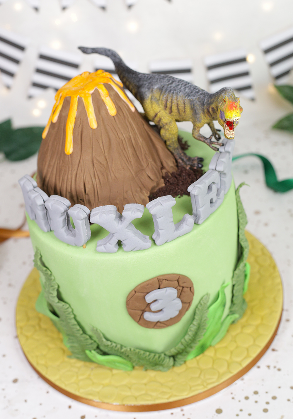 T-Rex and Volcano Cake - Cakey Goodness