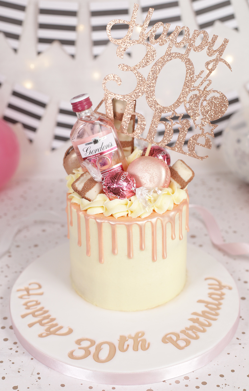 Rose Gold Chocolate Drip Cake - Cakey Goodness