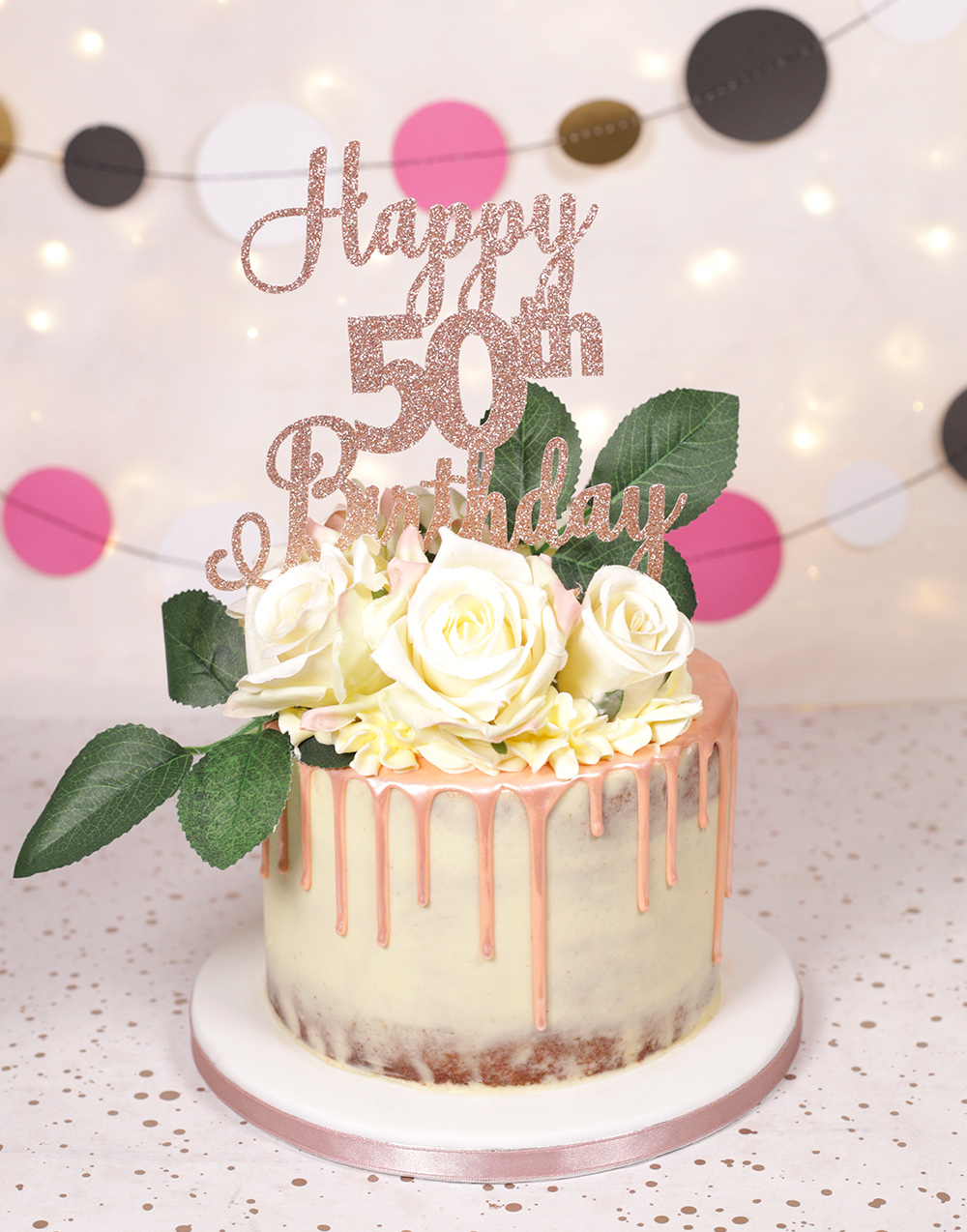 Rose Gold 50th Birthday Cake Cakey Goodness