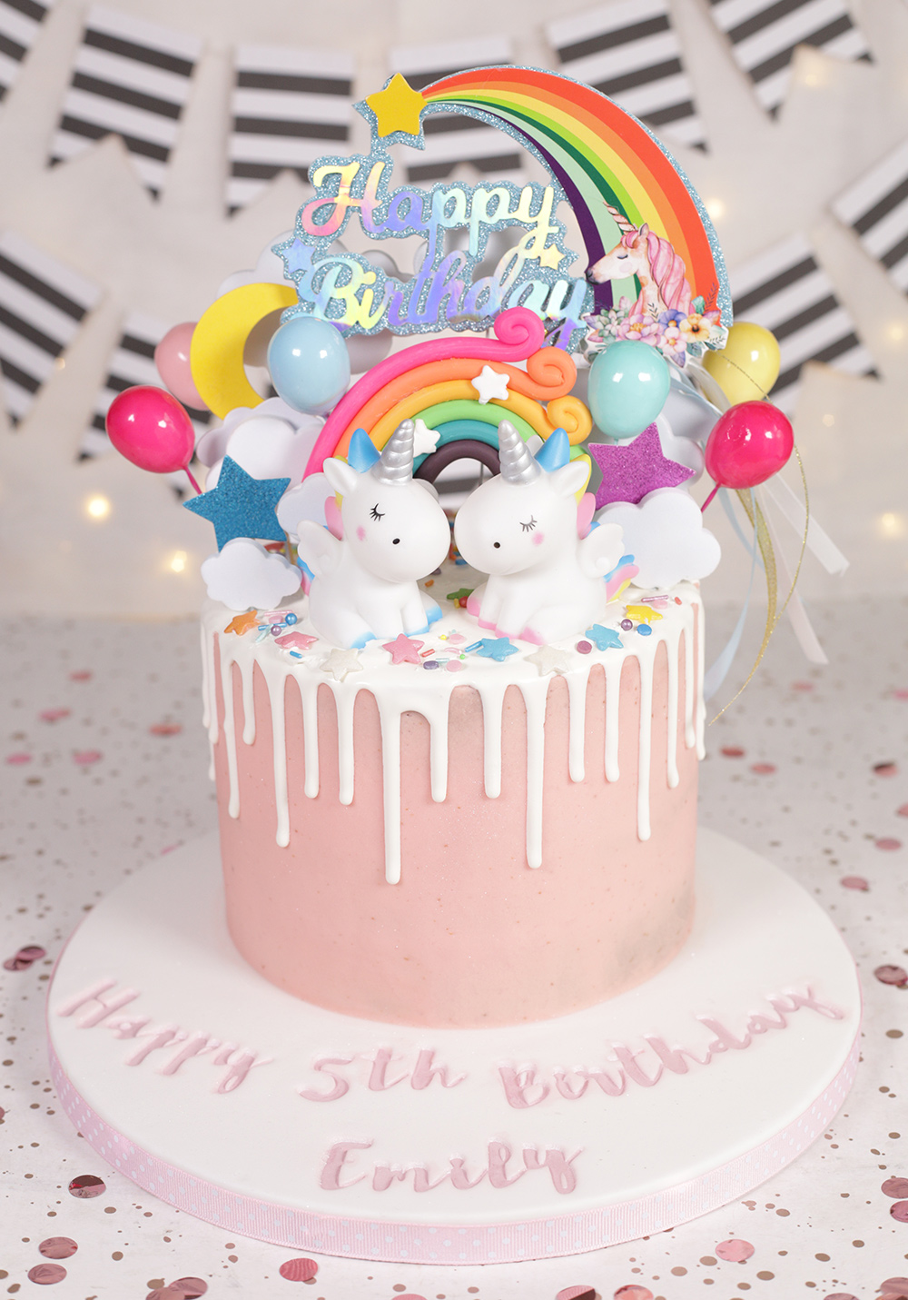 Pretty Pink & Rainbow Unicorn Cake - Cakey Goodness