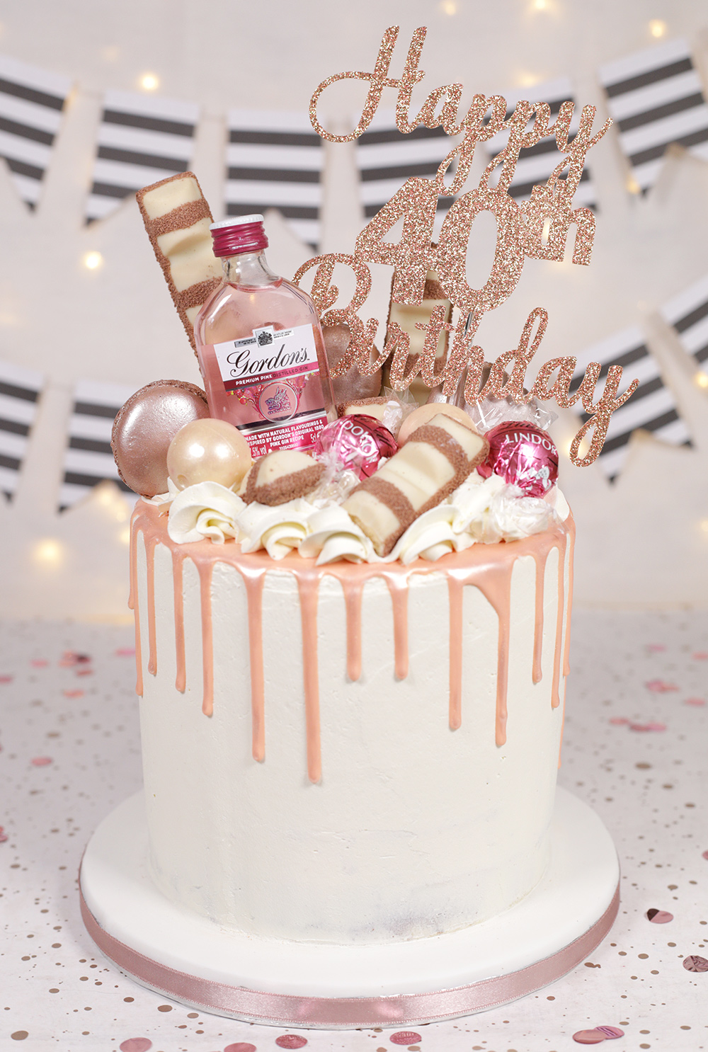 Rose Gold 40th Birthday cake - Cakey Goodness