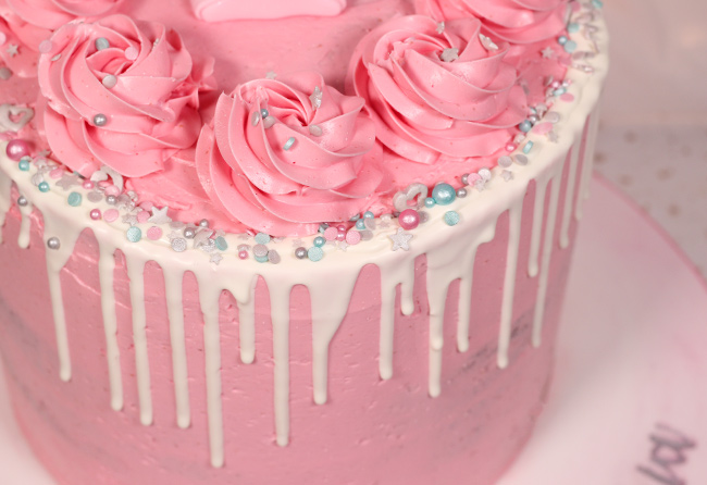 Pink & White Flowers Birthday Cake- Online Cake Order in Lahore