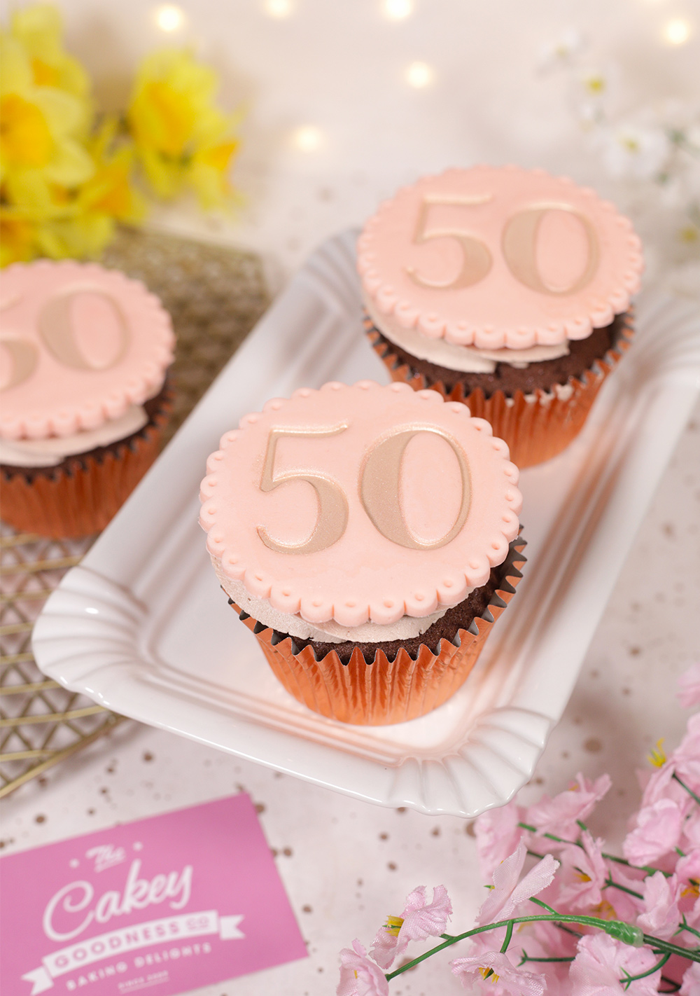 Rose Gold 50th Cupcakes - Cakey Goodness