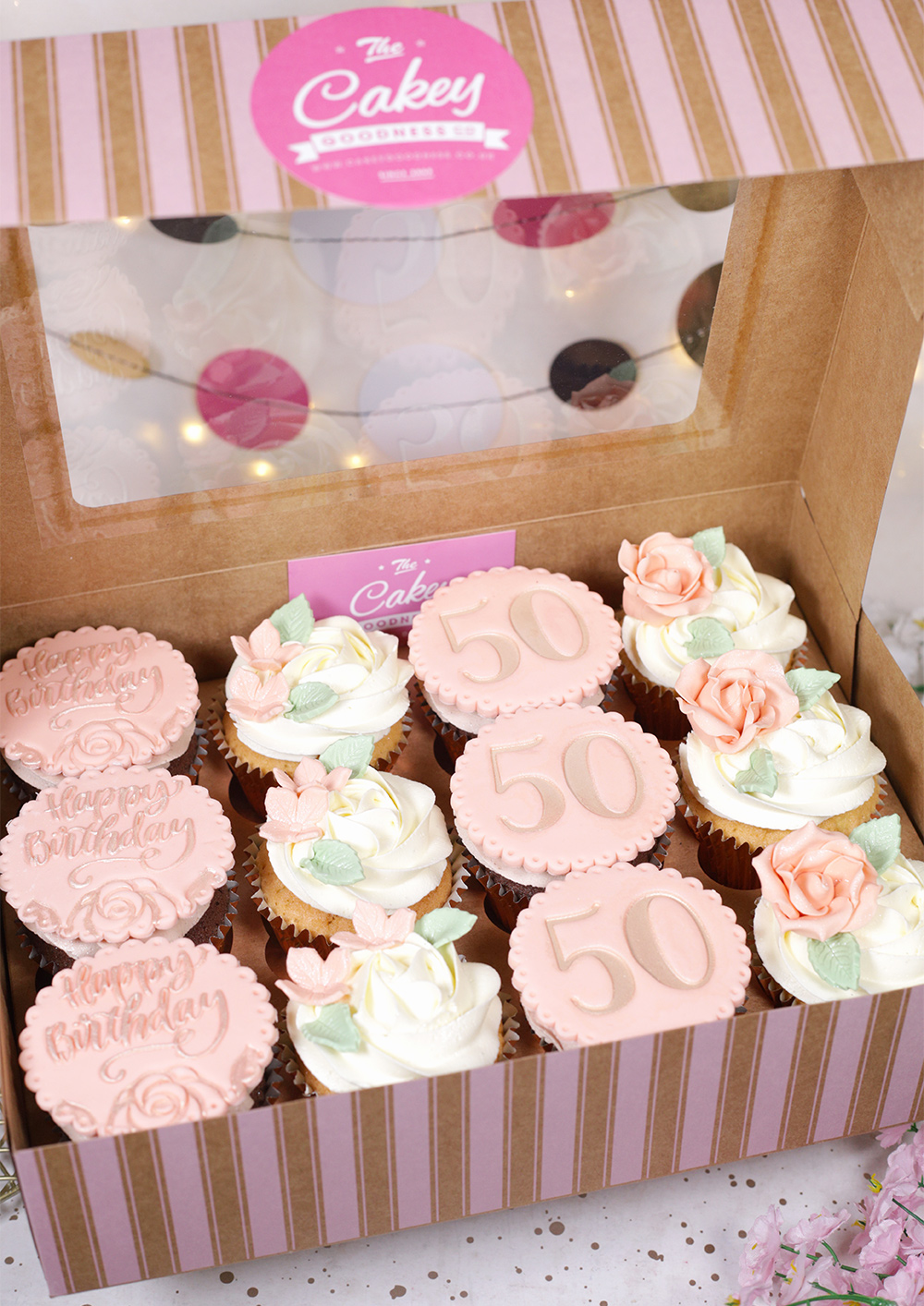 Rose Gold Birthday Cupcakes - Cakey Goodness