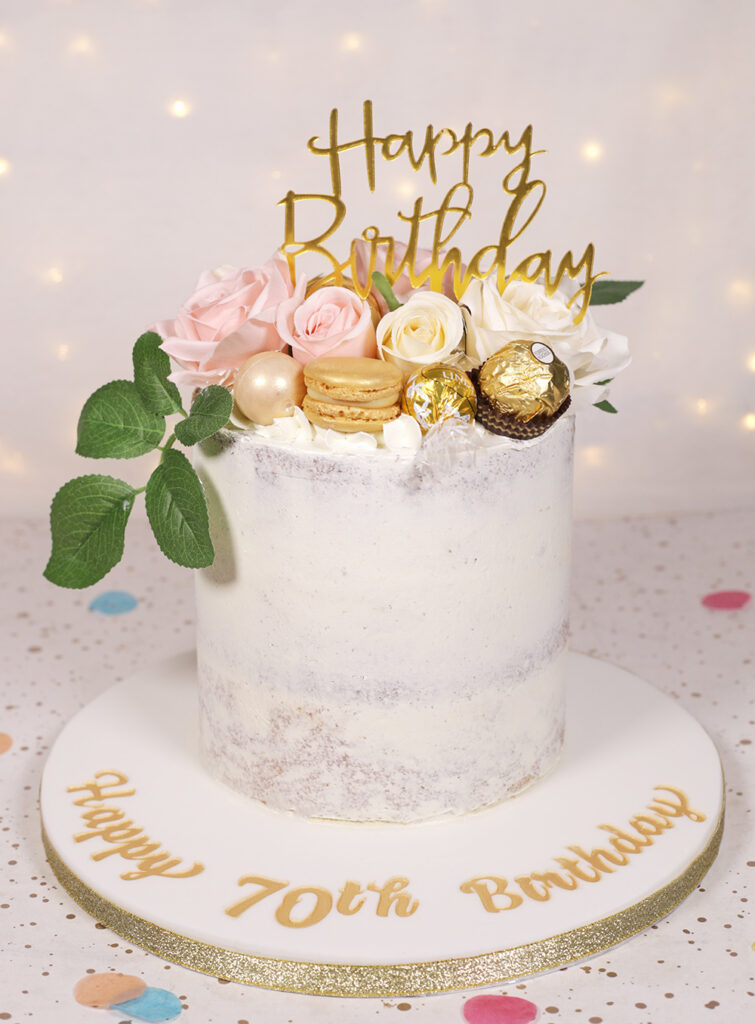 Floral Buttercream 70th Birthday Cake - Cakey Goodness