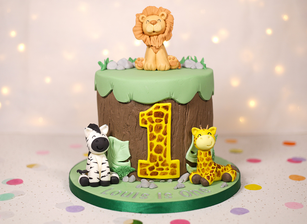 Safari Animal themed 1st Birthday cake - Cakey Goodness