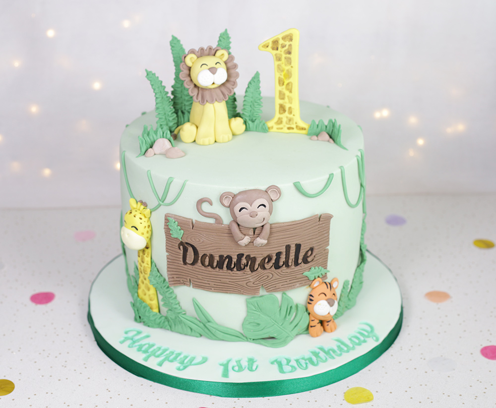 Gold Acrylic Happy Birthday Jungle Animal Safari Cake Topper - Online Party  Supplies
