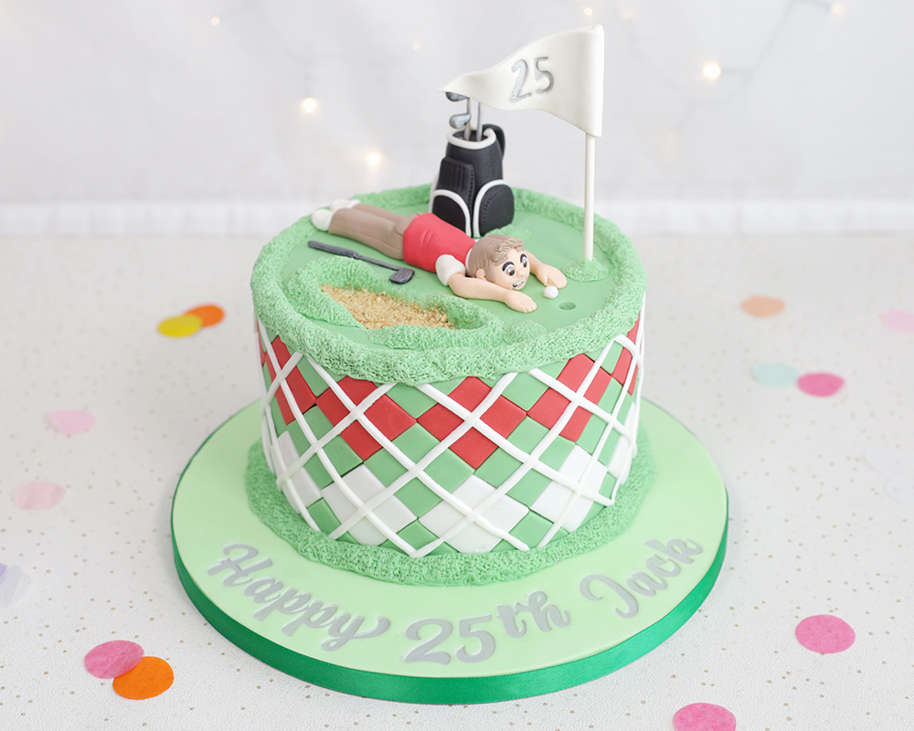 I like the contrast of the golf ball impression on the side of the cake  with the green grass piped on the base … | Golf birthday cakes, Golf cake, Golf  themed cakes
