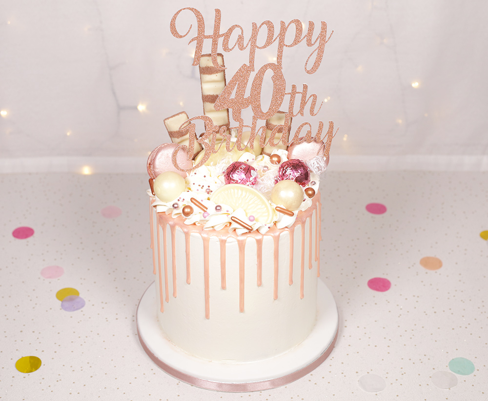 Rose Gold Drip 40th Birthday Cake CB-NC411 – Cake Boutique